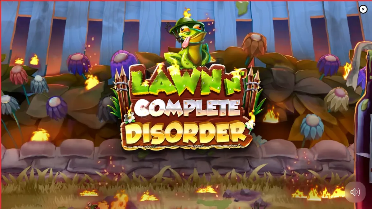 Lawn N’ Complete Disorder slot dengan tema taman gnome yang terbakar